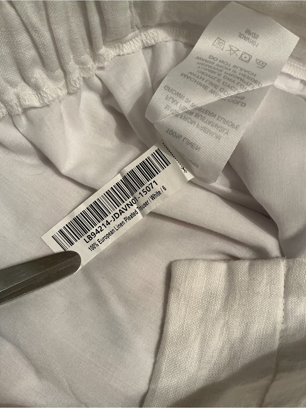 Quince White 100% European Linen Pleated Wide-Leg Trousers Fully Lined, Size 6 - Picture 15 of 16